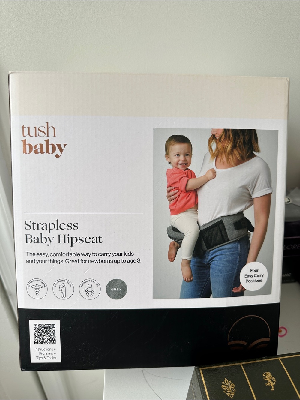Tush Baby Grey Strapless Baby Hipseat